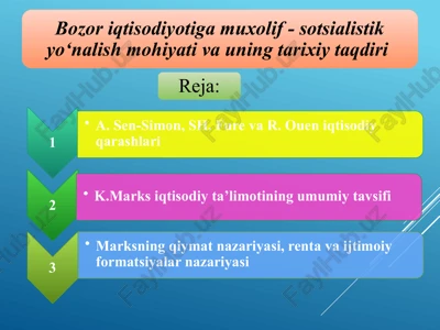a. sen-simon, sh. fure va r. ouen iqtisodiy qarashlari — PPTX