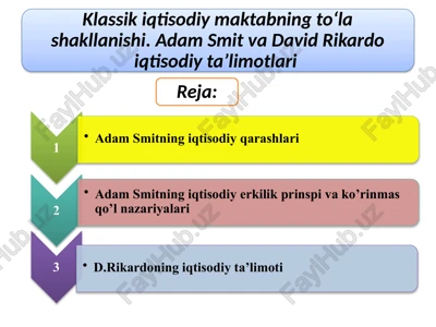 adam smitning iqtisodiy qarashlari — PPTX
