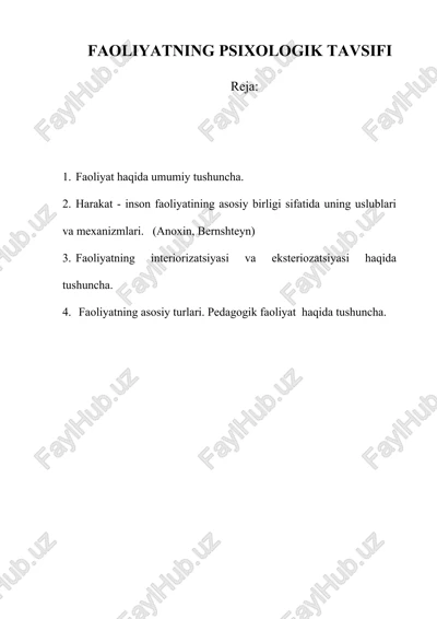 faoliyatning psixologik tavsifi — DOC