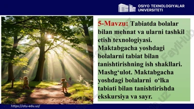 tabiatda bolalar bilan mehnat va ularni tashkil etish texnologiyasi — PPTX