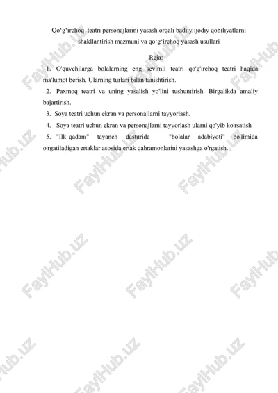 qo‘g‘irchoq teatri va jihozlarni yasash — DOCX