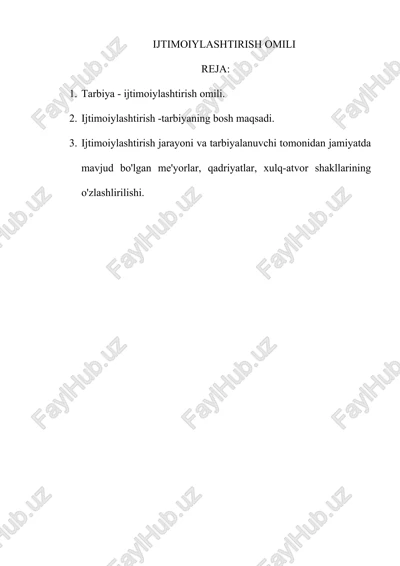 ijtimoiylashtirish omili — DOCX
