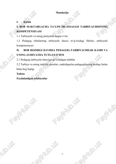 maktabgacha pedagogika fanining rivojida respublikamizda olib borilgan bir qator islohotlar, talablar — DOC