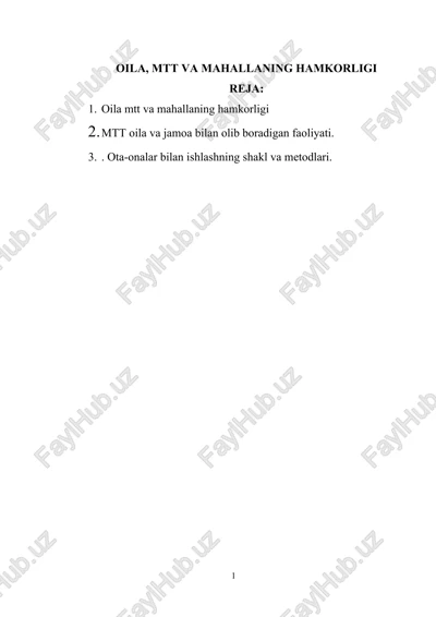 oila, mtt va mahallaning hamkorligi — DOCX