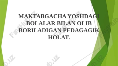 maktabgacha yoshdagi bolalar bilan olib boriladigan pedagagik holat — PPTX