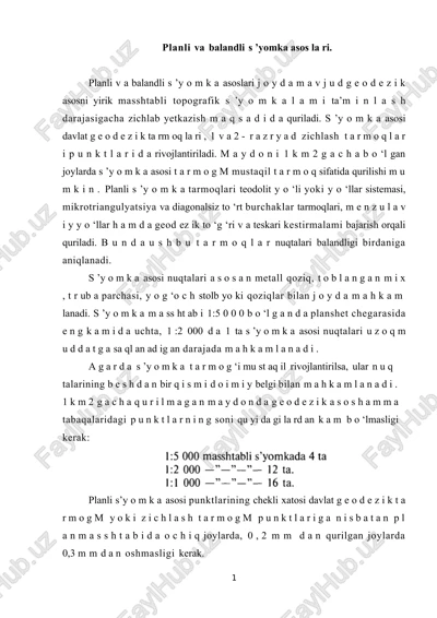 planli va balandli s ’yomka asoslari — DOCX
