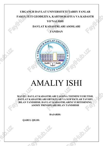 davlat kadastrlari yagona tizimini yurutish — DOCX