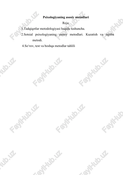 psixologiyaning asosiy metodlari — DOC