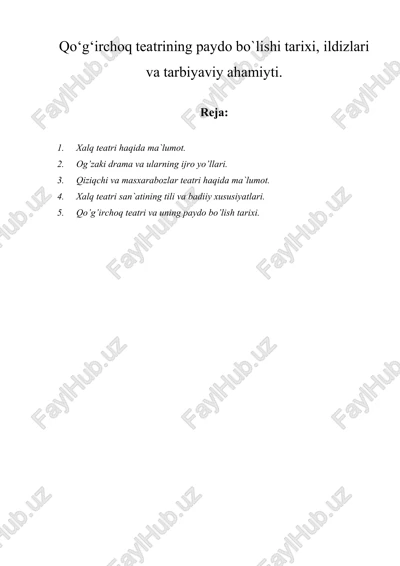 qo‘g‘irchoq teatrining paydo bo‘lishi tarixi — DOCX