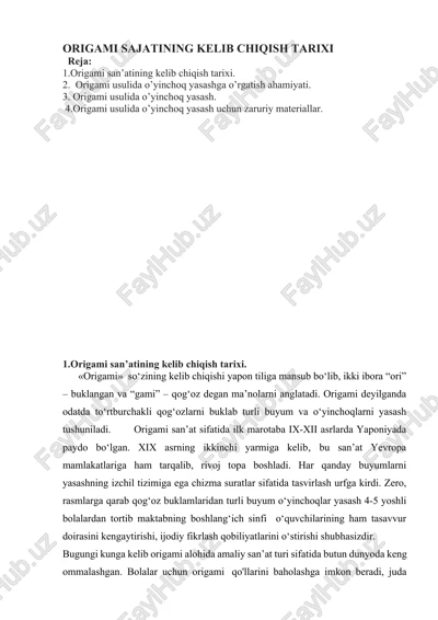 origami sajatining kelib chiqish tarixi — DOCX