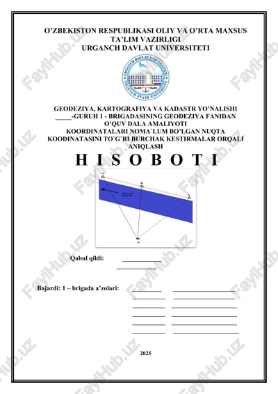 geodeziya, kartografiya va kadastr yo’nalişi — DOCX
