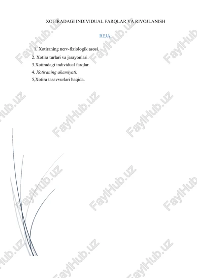 xotiradagi individual farqlar va rivojlanish — DOCX