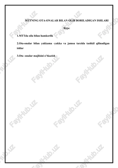 mttning ota-onalar bilan olib boriladigan ishlari — DOCX