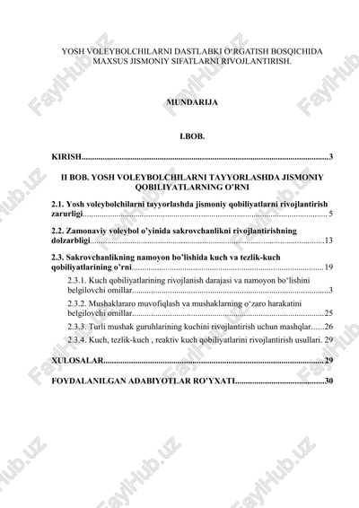 yosh voleybolchilarni dastlabki o‘rgatish bosqichida maxsus jismoniy sifatlarni rivojlantirish — DOC
