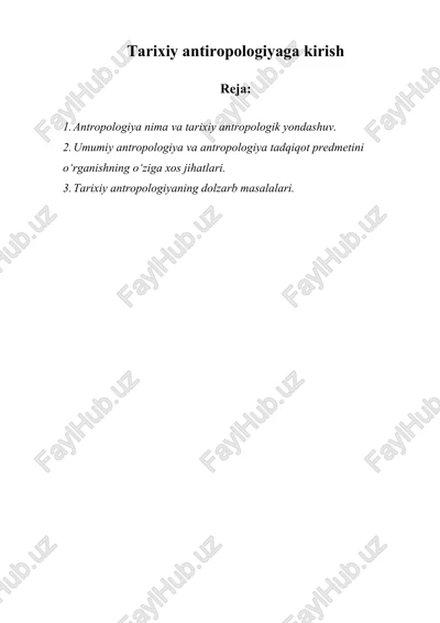 tarixiy antropologiyaga kirish — DOCX