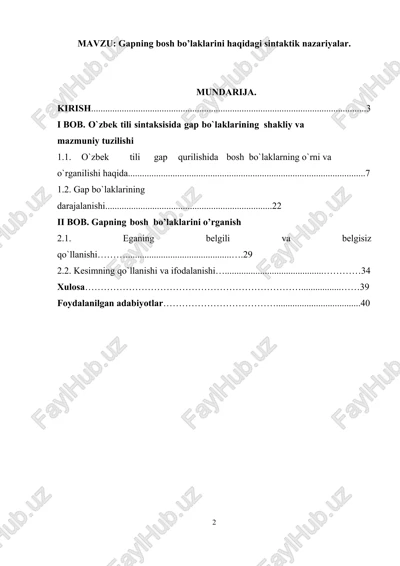 gapning bosh bo’laklarini haqidagi sintaktik nazariyalar — DOCX