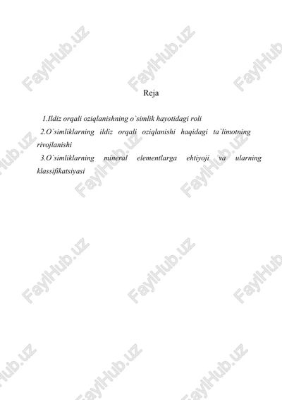 o`simliklarning ildiz orqali oziklanishi — DOC