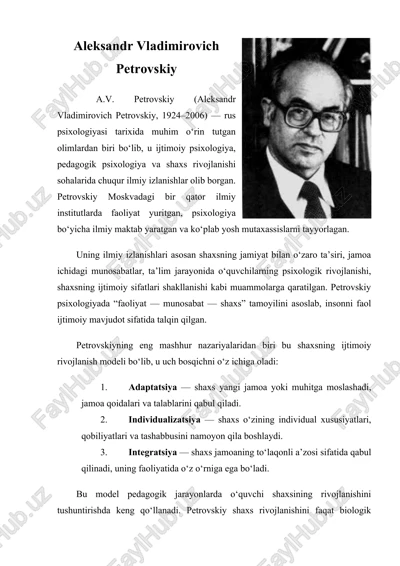 petrovskiyning ijtimoiy rivojlanish modeli — DOCX