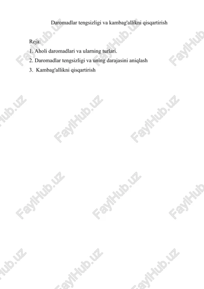 daromadlar tengsizligi va kambag'allikni qisqartirish — DOCX