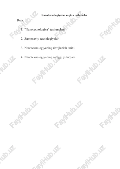 nanotexnologiyalar haqida tushuncha — DOCX