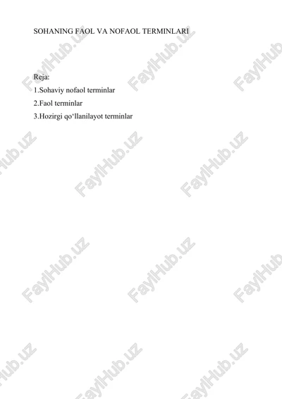 sohaning faol va nofaol terminlari — DOCX