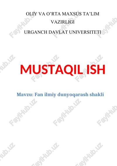 fan ilmiy dunyoqarash shakli — DOCX