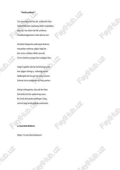 "umid yulduzi" ✍️ jasurbek bobirov — DOCX