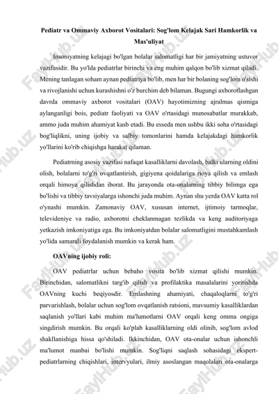 pediatr va ommaviy axborot vositalari — DOCX
