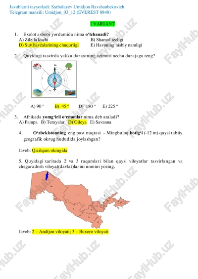 geografiya savollar — PDF