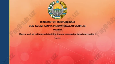 neft va neft mahsulotlarining tuproqqa ta'siri — PPTX
