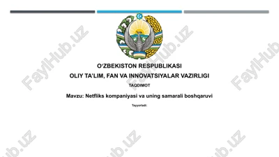 netfliks kompaniyasining samarali boshqaruv chog'i — PPTX