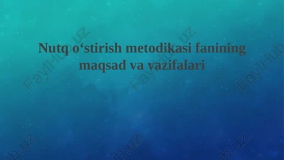 nutqoʻstirish metodikasi — PPTX