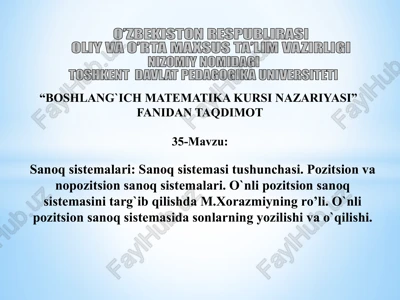 boshlang`ich matematika kursi nazariyasi — PPTX