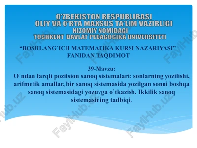 boshlang`ich matematika kursi nazariyasi — PPTX