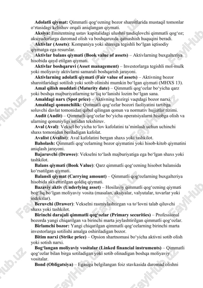 adolatli qiymat — DOCX