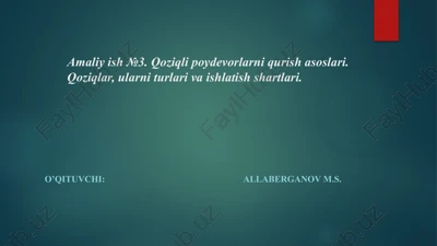 qoziqli poydevorlarni qurish asoslari — PPTX