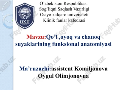 qo’l, oyoq va chanoq suyaklarining funksional anatomiyasi — PPTX