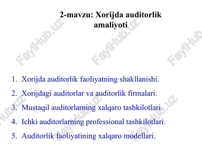 xorijda auditorlik faoliyati — PPTX