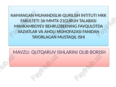 qutqaruv ishlarini olib borish — PPTX