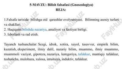 bilishfalsafasi(gnoseologiya) — PPTX
