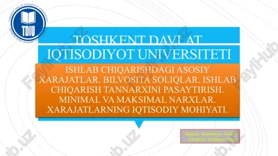 toshkent davlatiqtisodiyot universiteti — PPTX