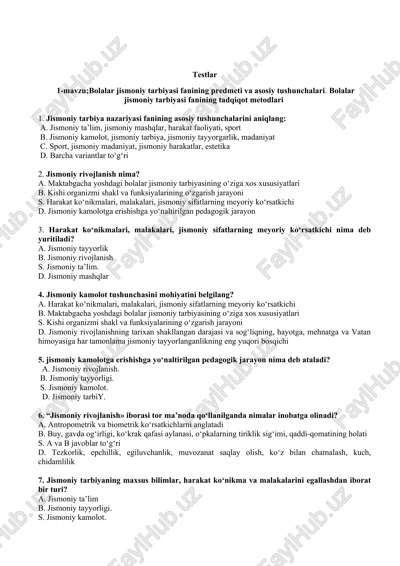 bolalar jismoniy tarbiyasi — DOCX