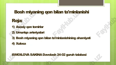 bosh miyaning qon bilan ta'minlanishi — PPTX