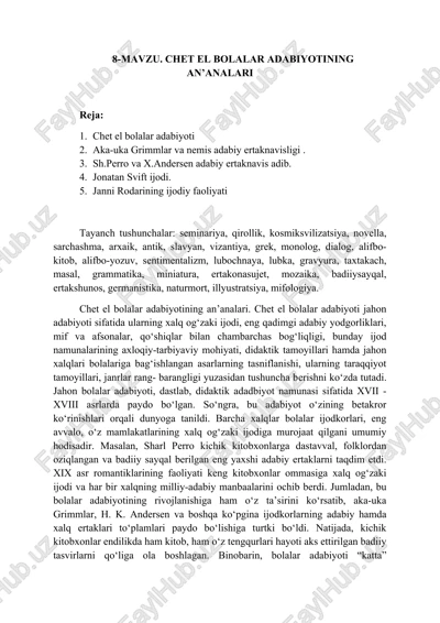 chet el bolalar adabiyotining an’analari — DOCX