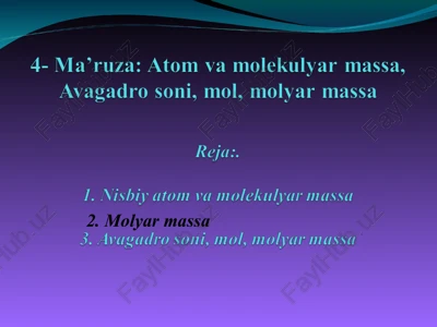 atom va molekulyar massa — PPT