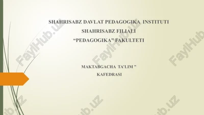 maktabgacha yoshdagi bolalarga ekalogik tarbiya berish — PPTX