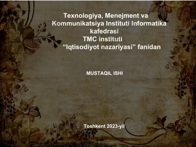 milliy iqtisodiyotning muvozanatli vamutanosibli rivojlanishi — PPT