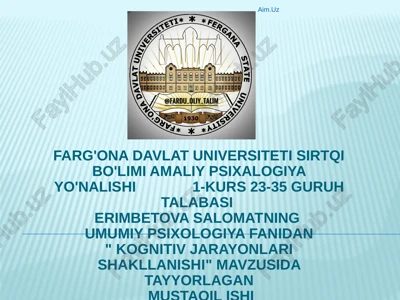 kognitiv jarayonlar shakllanishi — PPTX
