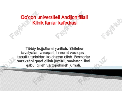 bemorlarniro’yxatgaolishvakasalxonagayotqizishniradetishjurnali — PPTX