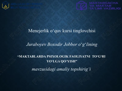 "menejerlik o‘quv kursi tinglovchisi" — PPTX